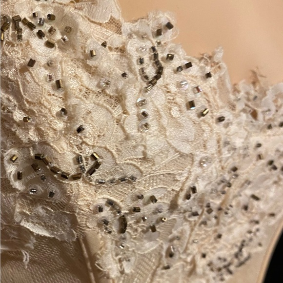 Fine Silk& Lace Bustier Gorgeous! champagne color - Picture 3 of 11
